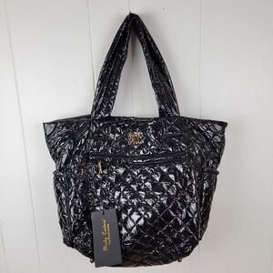 Minky Couture Black Everything Large Bag w/ Luggage Sleeve 12 Pockets 20x13 $129